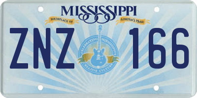 MS license plate ZNZ166