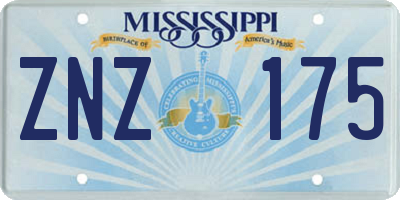 MS license plate ZNZ175