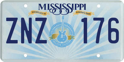 MS license plate ZNZ176