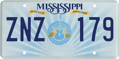 MS license plate ZNZ179