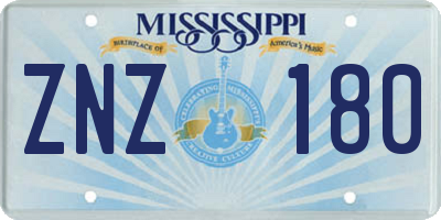 MS license plate ZNZ180