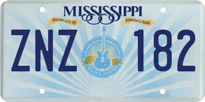 MS license plate ZNZ182