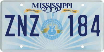 MS license plate ZNZ184