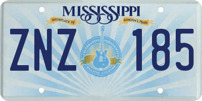MS license plate ZNZ185
