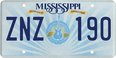 MS license plate ZNZ190