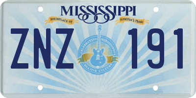 MS license plate ZNZ191