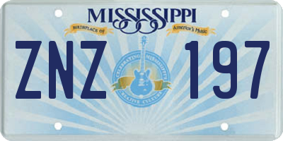 MS license plate ZNZ197