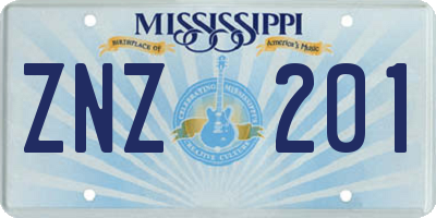 MS license plate ZNZ201