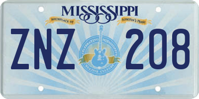 MS license plate ZNZ208