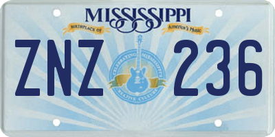 MS license plate ZNZ236