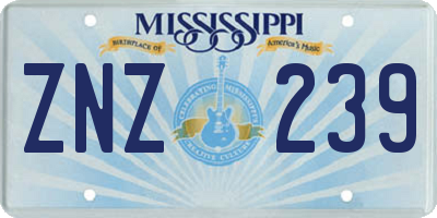 MS license plate ZNZ239