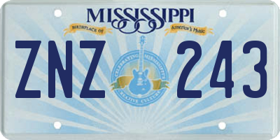 MS license plate ZNZ243