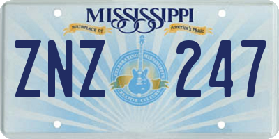 MS license plate ZNZ247