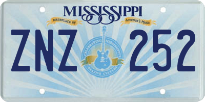 MS license plate ZNZ252