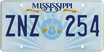MS license plate ZNZ254