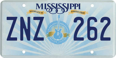 MS license plate ZNZ262