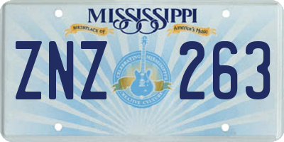 MS license plate ZNZ263