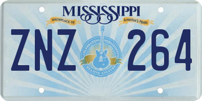 MS license plate ZNZ264