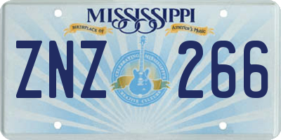 MS license plate ZNZ266