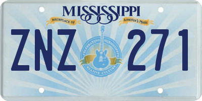 MS license plate ZNZ271