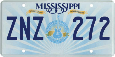 MS license plate ZNZ272