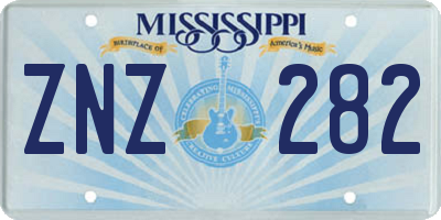 MS license plate ZNZ282