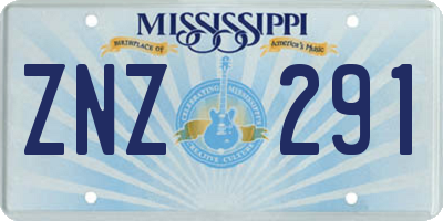 MS license plate ZNZ291