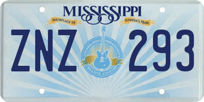 MS license plate ZNZ293