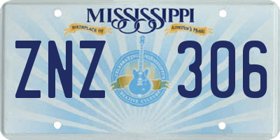 MS license plate ZNZ306