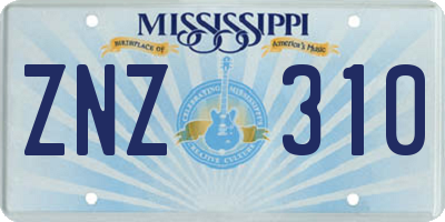 MS license plate ZNZ310