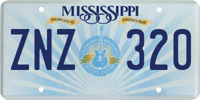 MS license plate ZNZ320