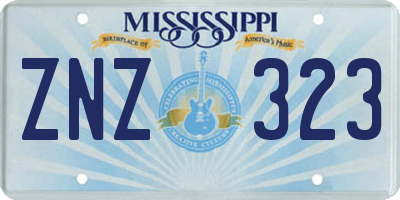 MS license plate ZNZ323