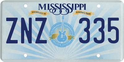 MS license plate ZNZ335