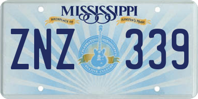 MS license plate ZNZ339