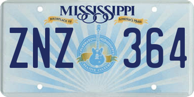 MS license plate ZNZ364