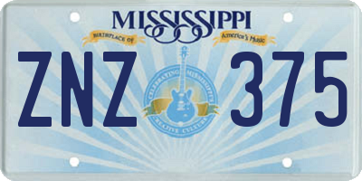 MS license plate ZNZ375