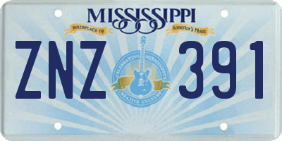 MS license plate ZNZ391