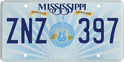 MS license plate ZNZ397