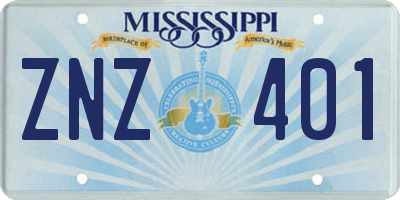 MS license plate ZNZ401