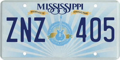 MS license plate ZNZ405