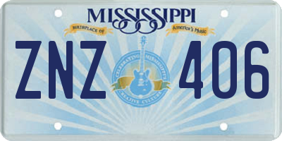 MS license plate ZNZ406