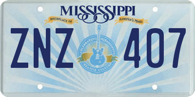 MS license plate ZNZ407