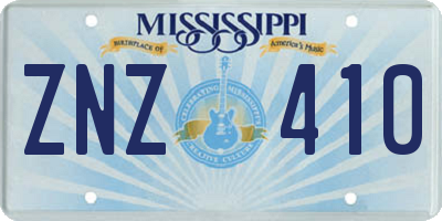 MS license plate ZNZ410