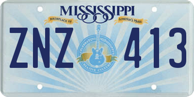 MS license plate ZNZ413