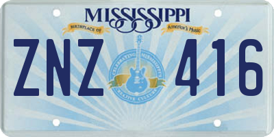 MS license plate ZNZ416
