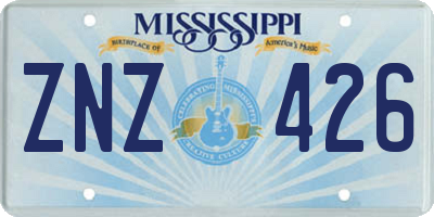 MS license plate ZNZ426