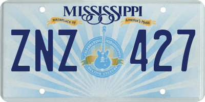 MS license plate ZNZ427