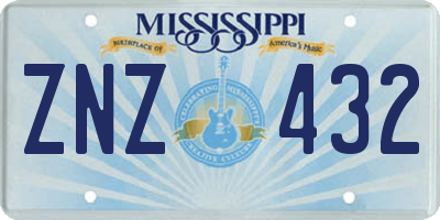 MS license plate ZNZ432