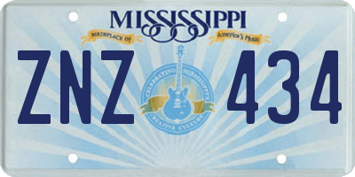 MS license plate ZNZ434