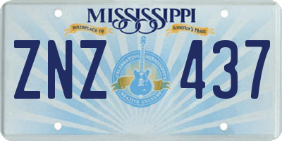 MS license plate ZNZ437